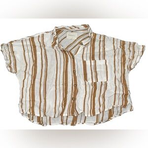 Aeropostale Brown and White Striped Cropped Top‎